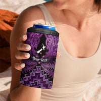 Personalised Aotearoa Matariki 4 in 1 Can Cooler Tumbler Purple Fern Maori Poutama