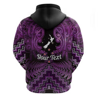 Personalised Aotearoa Matariki Hoodie Purple Fern Maori Poutama