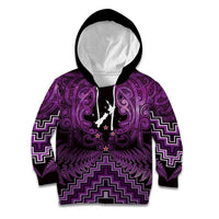 Personalised Aotearoa Matariki Kid Hoodie Purple Fern Maori Poutama