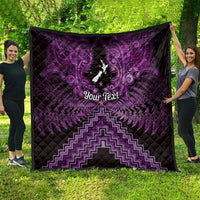 Personalised Aotearoa Matariki Quilt Purple Fern Maori Poutama