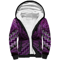 Personalised Aotearoa Matariki Sherpa Hoodie Purple Fern Maori Poutama