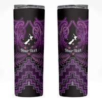 Personalised Aotearoa Matariki Skinny Tumbler Purple Fern Maori Poutama