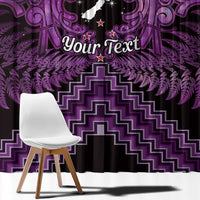 Personalised Aotearoa Matariki Window Curtain Purple Fern Maori Poutama