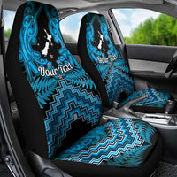 Personalised Aotearoa Matariki Car Seat Cover Turquoise Fern Maori Poutama