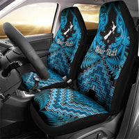 Personalised Aotearoa Matariki Car Seat Cover Turquoise Fern Maori Poutama