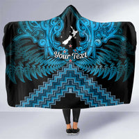 Personalised Aotearoa Matariki Hooded Blanket Turquoise Fern Maori Poutama