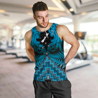 Personalised Aotearoa Matariki Men Tank Top Turquoise Fern Maori Poutama