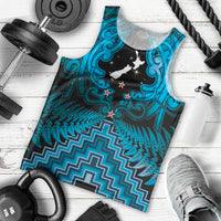 Personalised Aotearoa Matariki Men Tank Top Turquoise Fern Maori Poutama