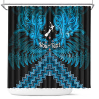 Personalised Aotearoa Matariki Shower Curtain Turquoise Fern Maori Poutama
