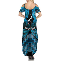 Personalised Aotearoa Matariki Summer Maxi Dress Turquoise Fern Maori Poutama