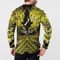 Personalised Aotearoa Matariki Button Sweatshirt Yellow Fern Maori Poutama