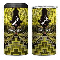 Personalised Aotearoa Matariki 4 in 1 Can Cooler Tumbler Yellow Fern Maori Poutama