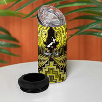 Personalised Aotearoa Matariki 4 in 1 Can Cooler Tumbler Yellow Fern Maori Poutama