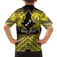 Personalised Aotearoa Matariki Family Matching Long Sleeve Bodycon Dress and Hawaiian Shirt Yellow Fern Maori Poutama
