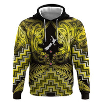 Personalised Aotearoa Matariki Hoodie Yellow Fern Maori Poutama