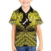 Personalised Aotearoa Matariki Kid Hawaiian Shirt Yellow Fern Maori Poutama