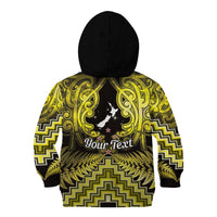 Personalised Aotearoa Matariki Kid Hoodie Yellow Fern Maori Poutama