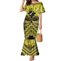 Personalised Aotearoa Matariki Mermaid Dress Yellow Fern Maori Poutama