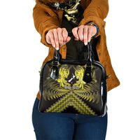 Personalised Aotearoa Matariki Shoulder Handbag Yellow Fern Maori Poutama