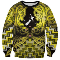 Personalised Aotearoa Matariki Sweatshirt Yellow Fern Maori Poutama