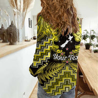 Personalised Aotearoa Matariki Women Casual Shirt Yellow Fern Maori Poutama