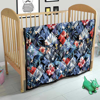 Hawaii Tropicana Blue Pattern Quilt - Polynesian Pride