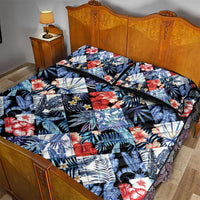 Hawaii Tropicana Blue Pattern Quilt Bed Set - Polynesian Pride