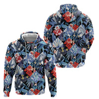 Hawaii Tropicana Blue Pattern Zip Hoodie - Polynesian Pride