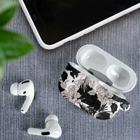 Black White Monotone Tropical Flowers Pattern AirPods Case - Polynesian Pride