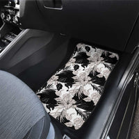 Black White Monotone Tropical Flowers Pattern Car Mats - Polynesian Pride