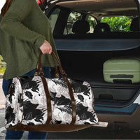 Black White Monotone Tropical Flowers Pattern Travel Bag - Polynesian Pride