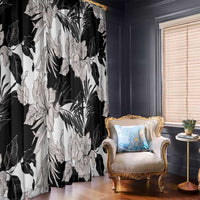 Black White Monotone Tropical Flowers Pattern Window Curtain - Polynesian Pride