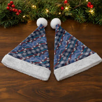 Polynesian Monstera Tiare Floral Christmas Santa Hat Royal Blue Tropical Plaid - Polynesian Pride