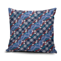 Polynesian Monstera Tiare Floral Pillow Cover Royal Blue Tropical Plaid LT01 Blue - Polynesian Pride