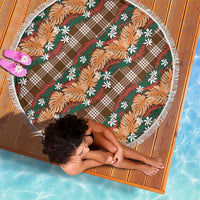 Polynesian Monstera Tiare Floral Beach Blanket Chocolate Brown Tropical Plaid LT01 - Polynesian Pride