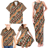 Polynesian Monstera Tiare Floral Family Matching Tank Maxi Dress and Hawaiian Shirt Chocolate Brown Tropical Plaid LT01 - Polynesian Pride