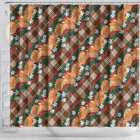 Polynesian Monstera Tiare Floral Shower Curtain Chocolate Brown Tropical Plaid LT01 - Polynesian Pride