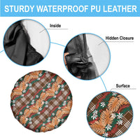 Polynesian Monstera Tiare Floral Spare Tire Cover Chocolate Brown Tropical Plaid - Polynesian Pride