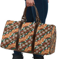 Polynesian Monstera Tiare Floral Travel Bag Chocolate Brown Tropical Plaid LT01 - Polynesian Pride