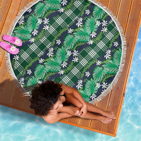 Polynesian Monstera Tiare Floral Beach Blanket Forest Green Tropical Plaid LT01 - Polynesian Pride