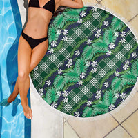 Polynesian Monstera Tiare Floral Beach Blanket Forest Green Tropical Plaid LT01 - Polynesian Pride