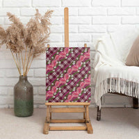 Polynesian Monstera Tiare Floral Canvas Wall Art Fuchsia Tropical Plaid LT01 - Polynesian Pride