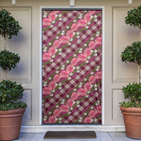 Polynesian Monstera Tiare Floral Door Cover Fuchsia Tropical Plaid LT01 Pink - Polynesian Pride