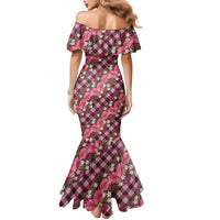 Polynesian Monstera Tiare Floral Family Matching Mermaid Dress and Hawaiian Shirt Fuchsia Tropical Plaid LT01 - Polynesian Pride