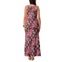 Polynesian Monstera Tiare Floral Family Matching Tank Maxi Dress and Hawaiian Shirt Fuchsia Tropical Plaid LT01 - Polynesian Pride