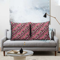 Polynesian Monstera Tiare Floral Pillow Cover Fuchsia Tropical Plaid - Polynesian Pride
