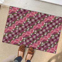 Polynesian Monstera Tiare Floral Rubber Doormat Fuchsia Tropical Plaid LT01 - Polynesian Pride