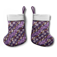 Polynesian Monstera Tiare Floral Christmas Stocking Lavender Tropical Plaid - Polynesian Pride