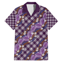 Polynesian Monstera Tiare Floral Family Matching Mermaid Dress and Hawaiian Shirt Lavender Tropical Plaid LT01 Dad's Shirt - Short Sleeve Purple - Polynesian Pride