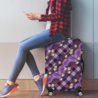 Polynesian Monstera Tiare Floral Luggage Cover Lavender Tropical Plaid LT01 - Polynesian Pride